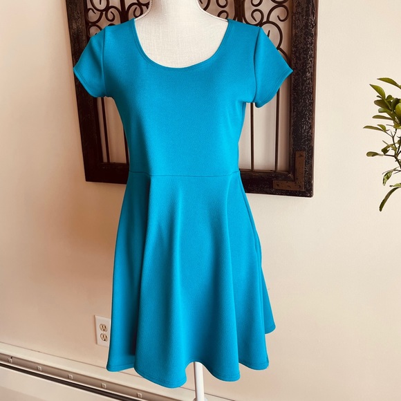 🍭 Pink Rose Blue Dress Medium - Picture 1 of 6